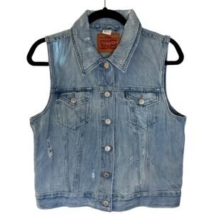 Levi’s Distressed Denim Vest - Medium Wash Size L